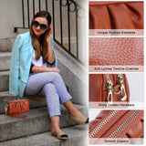 HAWEE Women's Wristlet Wallet Genuine Leather Double Zipper Casual Ruched Clutch Purse, Green