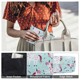 HAWEE Cosmetic Bag for Women Girls Make up Storage Pouch Case Portable Zipper Travel Accessories Organizer for Toiletry Water Repellent, Retro Camellia