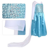 Princess Costumes Birthday Dress Up for Little Girls with Crown,Wig,Gloves Accessories 2-7 Years - KAMO