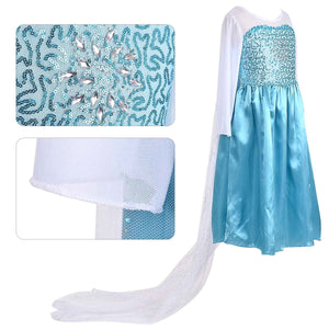 Princess Costumes Birthday Dress Up for Little Girls with Crown,Wig,Gloves Accessories 2-7 Years - KAMO
