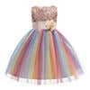 HAWEE Flower Girls Sequin Dress Rainbow Tutu Birthday Party Princess Dress Pageant Gown for Age 3-10 Years Old - KAMO