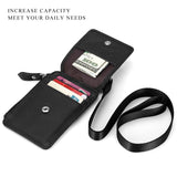 HAWEE Badge Holder with Zipper Genuine Leather RFID Keychain Wallet Neck Lanyards with Swivel Hook for Card/ Coin/ Cash, Black