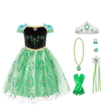 KAWELL Princess Dresses Birthday Dress up for Little Girls with Crown,Magic Wand,Gloves Accessories for Child 2t