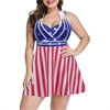 Womens Halter Swimdress Plus Size Two Piece Swimsuit Tankini Set - KAMO