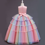 HAWEE Girls Unicorn Princess Dress Fancy Party Costume Dress up Wedding Birthday Party Gown for Age 2-11 Years Old - KAMO