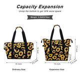 HAWEE Expandable Duffel Bag for Women with Trolley Sleeve and Wet Pocket Water Repellent Weekender Travel Tote Large Capacity Carry On Overnight Luggage for Gym/ Trip/ Camping/ Beach, Sunflower