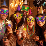 196pcs Mardi Gras Party Kit: Beads, Masks & Decorations - Reusable for Parades, Masquerade Balls - KAMO