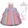 HAWEE Girls Unicorn Princess Dress Fancy Party Costume Dress up Wedding Birthday Party Gown for Age 2-11 Years Old - KAMO