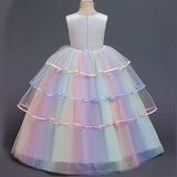 HAWEE Girls Unicorn Princess Dress Fancy Party Costume Dress up Wedding Birthday Party Gown for Age 2-11 Years Old - KAMO