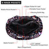 HAWEE Sunflower Tote Bag Water Repellent Travel Handbag Purse with 11 Pockets for Commuting/ Working/ Nursing/ Shopping/ Exercising