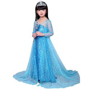 KAWELL Girls Princess Elsa Anna Costume Birthday Party Christmas Halloween Fancy Dress up With Accessories - KAMO