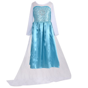Princess Costumes Birthday Dress Up for Little Girls with Crown,Wig,Gloves Accessories 2-7 Years - KAMO