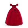 HAWEE Flower Girls Embroidery Lace Bridesmaid Dress Beaded Wedding Party Full Length Dance Gown for Girls 4-14 Years - KAMO