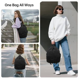 HAWEE Drawstring Backpack Sports Gym Bag with Mesh Pocket, Water-Resistant String Beach Sackpack Swim Bag for Women Men - KAMO