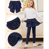 Girls Leggings Toddler Pants Leggings for Girls School Uniform Tutu Kids Ruffle Skirt, 3-Pack, Sizes 3-10 - KAMO