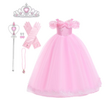 HAWEE Princess Dress for Girls, Halloween Cosplay Costume Toddler Off the Shoulder Blue Fancy Outfit - KAMO