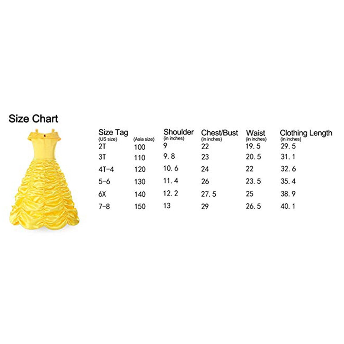 Princess Yellow Belle Girl's Christmas Fancy-Dress Costume - KAMO