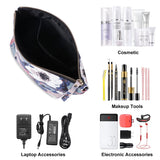 HAWEE Cosmetic Bag for Women Girls Make up Storage Pouch Case Portable Zipper Travel Accessories Organizer for Toiletry Water Repellent, Retro Camellia