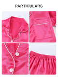 Girls Pajamas Satin Pajama Set Silk Pjs Short Sleeve Sleepwear Loungewear Clothes Set Size 1-13 Years - KAMO