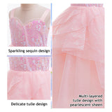 HAWEE Dress Costume for Girls, Pink Tulle and Sequin Dress for Kids Christmas Halloween Cosplay Costumes - KAMO