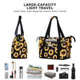 HAWEE Expandable Duffel Bag for Women with Trolley Sleeve and Wet Pocket Water Repellent Weekender Travel Tote Large Capacity Carry On Overnight Luggage for Gym/ Trip/ Camping/ Beach, Sunflower