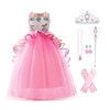 Girls' Unicorn Party Princess Dress Rainbow Tulle Long Wedding Gown Birthday Kids Clothes - KAMO