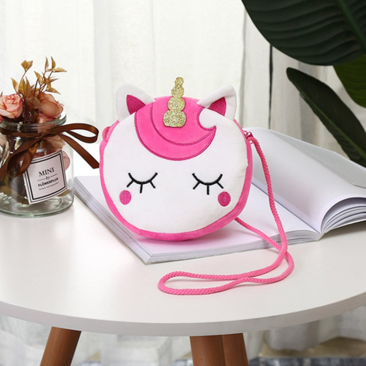 Children's Unicorn Shoulder Bag Toddler Plush Bag Round Purse Kid Crossbody Princess Handbags Girl's Gift - KAMO