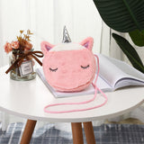 Children's Unicorn Shoulder Bag Toddler Plush Bag Round Purse Kid Crossbody Princess Handbags Girl's Gift - KAMO